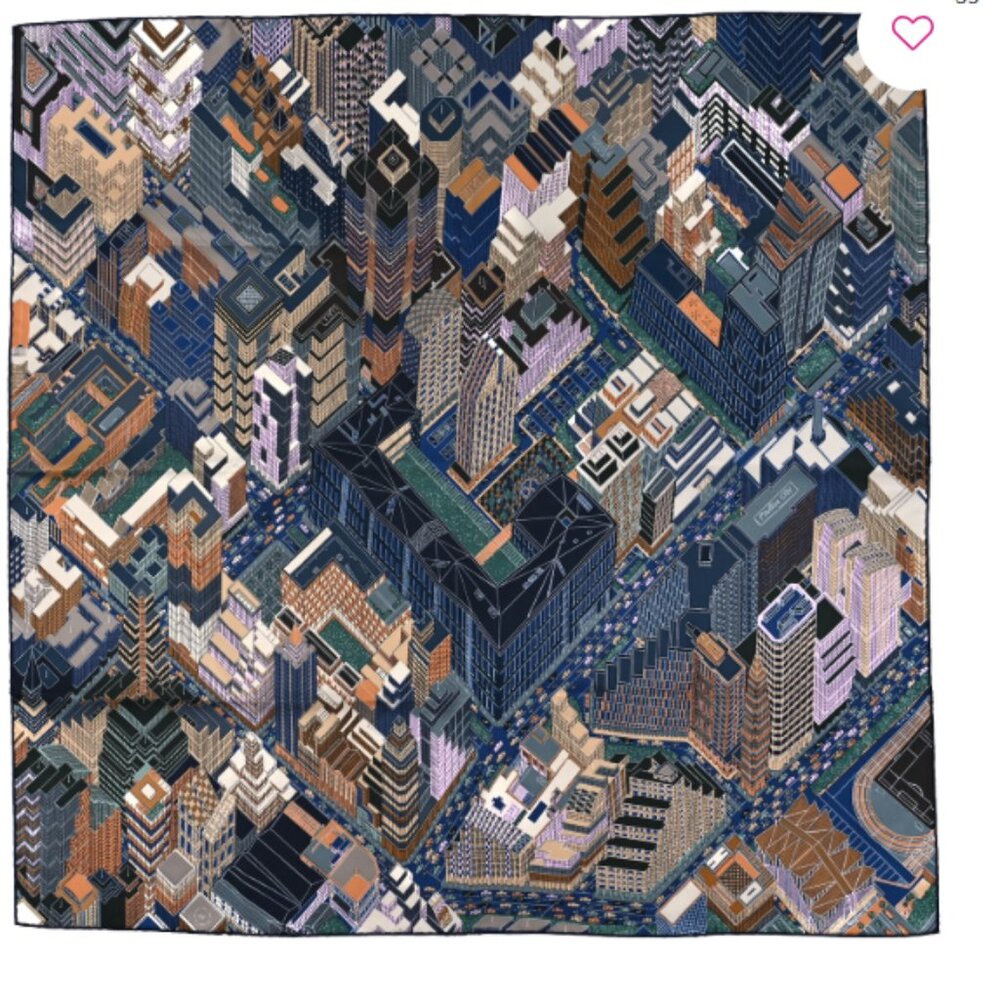 NEW Hermes Pantin City Scarf 90 Marine Beige Parme